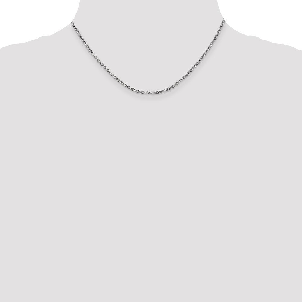14K White Gold 2.4mm Round Open Link Cable Chain Necklace 16"