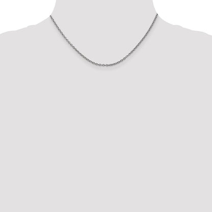 14K White Gold 2.4mm Round Open Link Cable Chain Necklace 16"