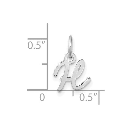 14k White Gold Uppercase Letter H Initial Charm Pendant