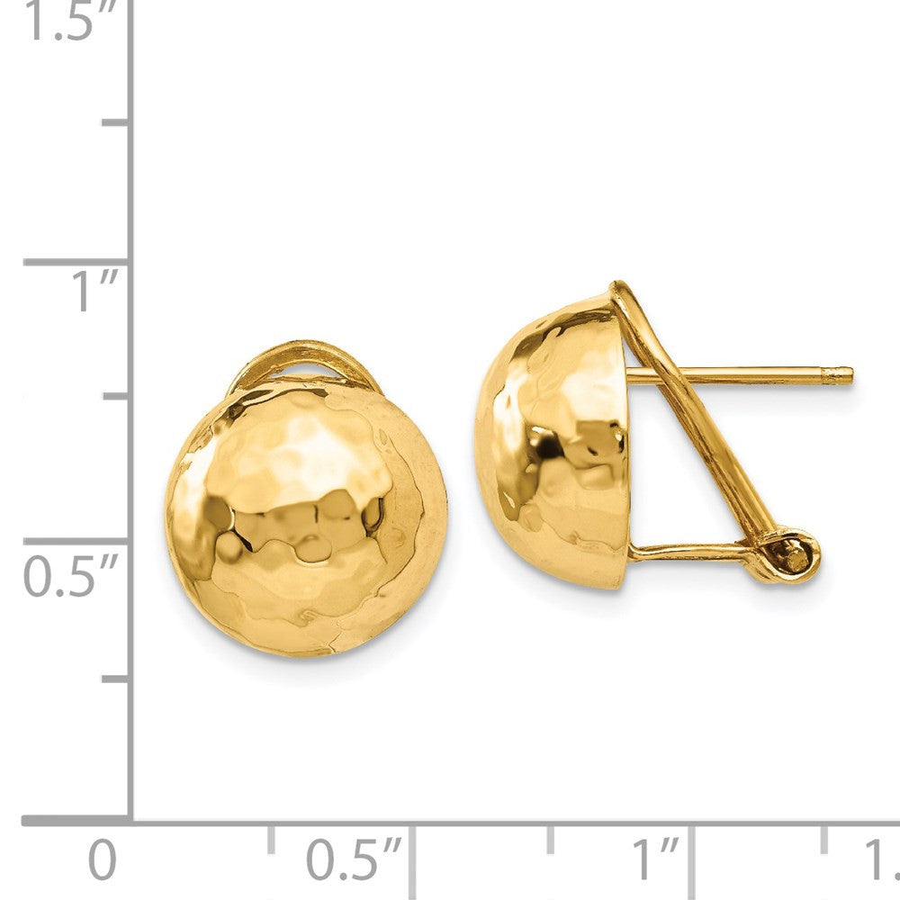 14k Yellow Gold Hammered Omega Back Stud Earrings