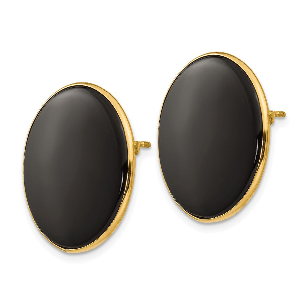 14k Yellow Gold Black Onyx Stud Earrings