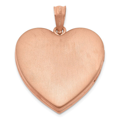 Sterling Silver Rose Gold-plated 24mm Swirl Design Heart Locket Pendant