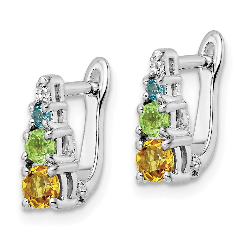 Sterling Silver RH-plated .77t.w. PE/CI/BT/WT Hinged Dangle Earrings