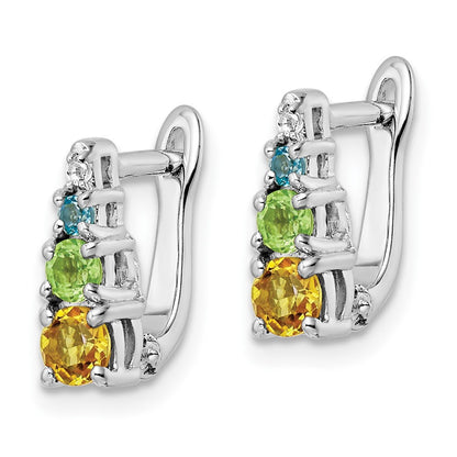 Sterling Silver RH-plated .77t.w. PE/CI/BT/WT Hinged Dangle Earrings