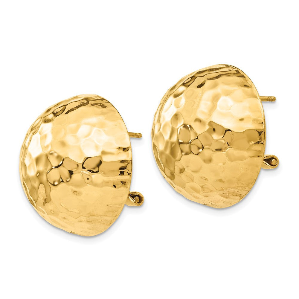 14k Yellow Gold Hammered Omega Back Stud Earrings