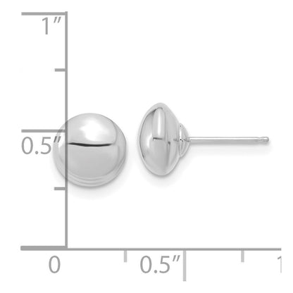 14k White Gold Polished Button Stud Earrings