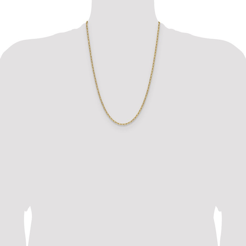 14k Yellow Gold 3.0mm Semi-Solid Beveled Paperclip Chain Necklace 24"