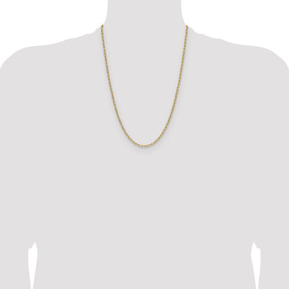 14k Yellow Gold 3.0mm Semi-Solid Beveled Paperclip Chain Necklace 24"