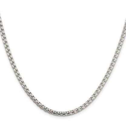 Sterling Silver Rhodium-plated 3.6mm Round Box Chain Necklace 22"