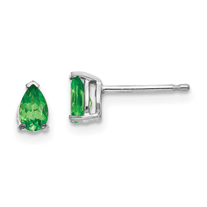 14k White Gold Tsavorite Stud Earrings