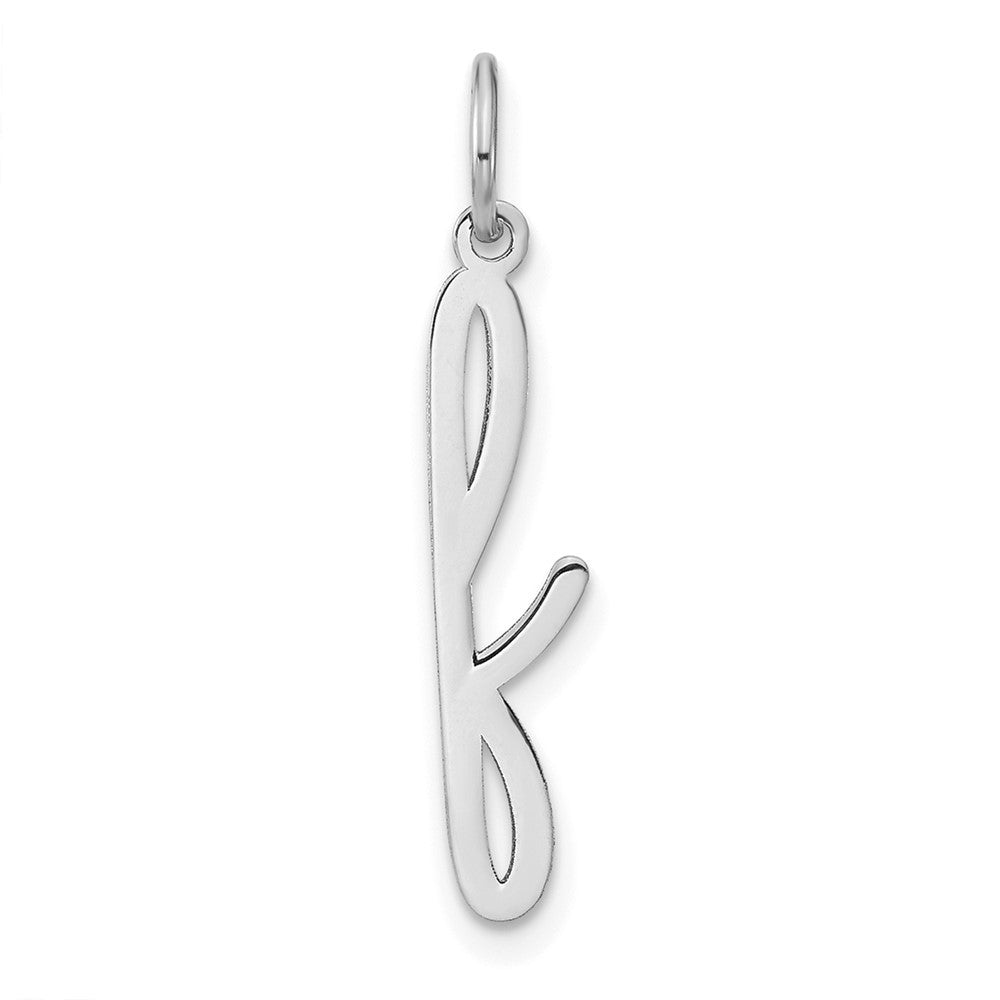 14k White Gold Lower case Letter F Initial Charm Pendant