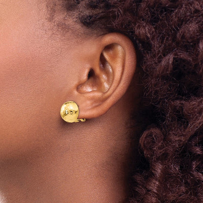 14k Yellow Gold Hammered Omega Back Stud Earrings