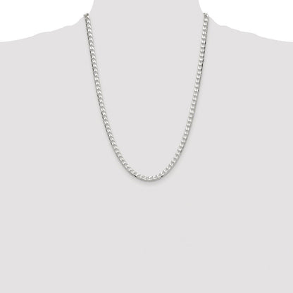 Sterling Silver Rhodium-plated 5mm Diamond-Cut Square Curb Chain Necklace 24"
