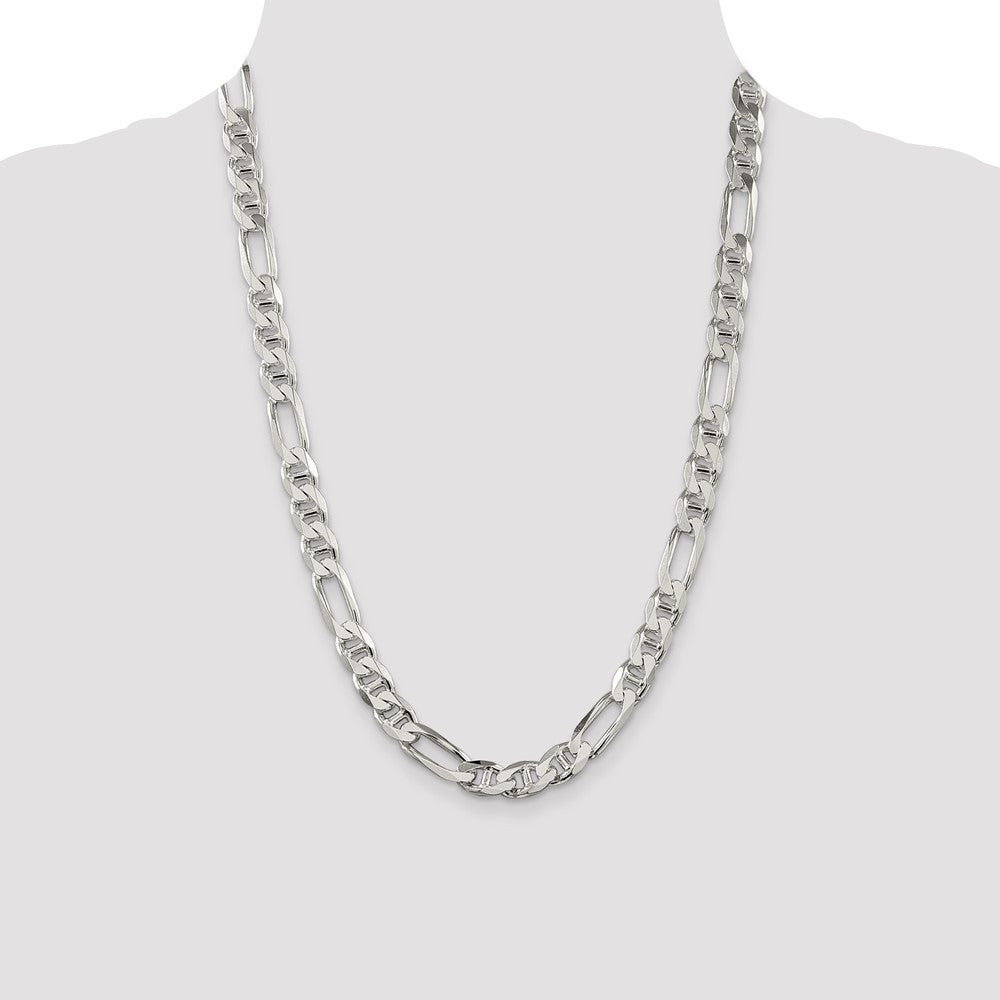 Sterling Silver 8.75mm Figaro Anchor Chain Necklace 24"