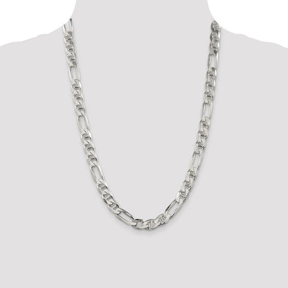 Sterling Silver 8.75mm Figaro Anchor Chain Necklace 24"