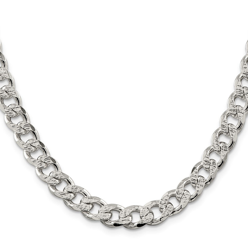 Sterling Silver 9.3mm Pav� Curb Chain Necklace 26"