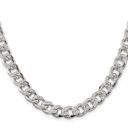 Sterling Silver 9.3mm Pav� Curb Chain Necklace 26"