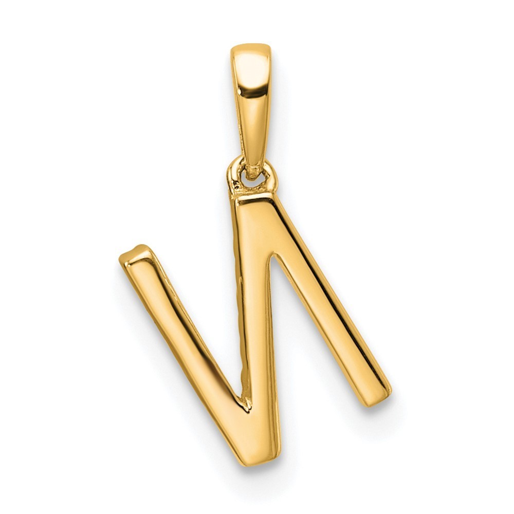 14k Yellow Gold Diamond Letter N Initial Pendant