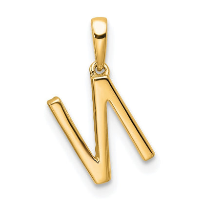 14k Yellow Gold Diamond Letter N Initial Pendant