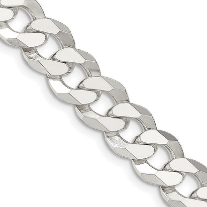 Sterling Silver 12.3mm Beveled Curb Chain Necklace 22"
