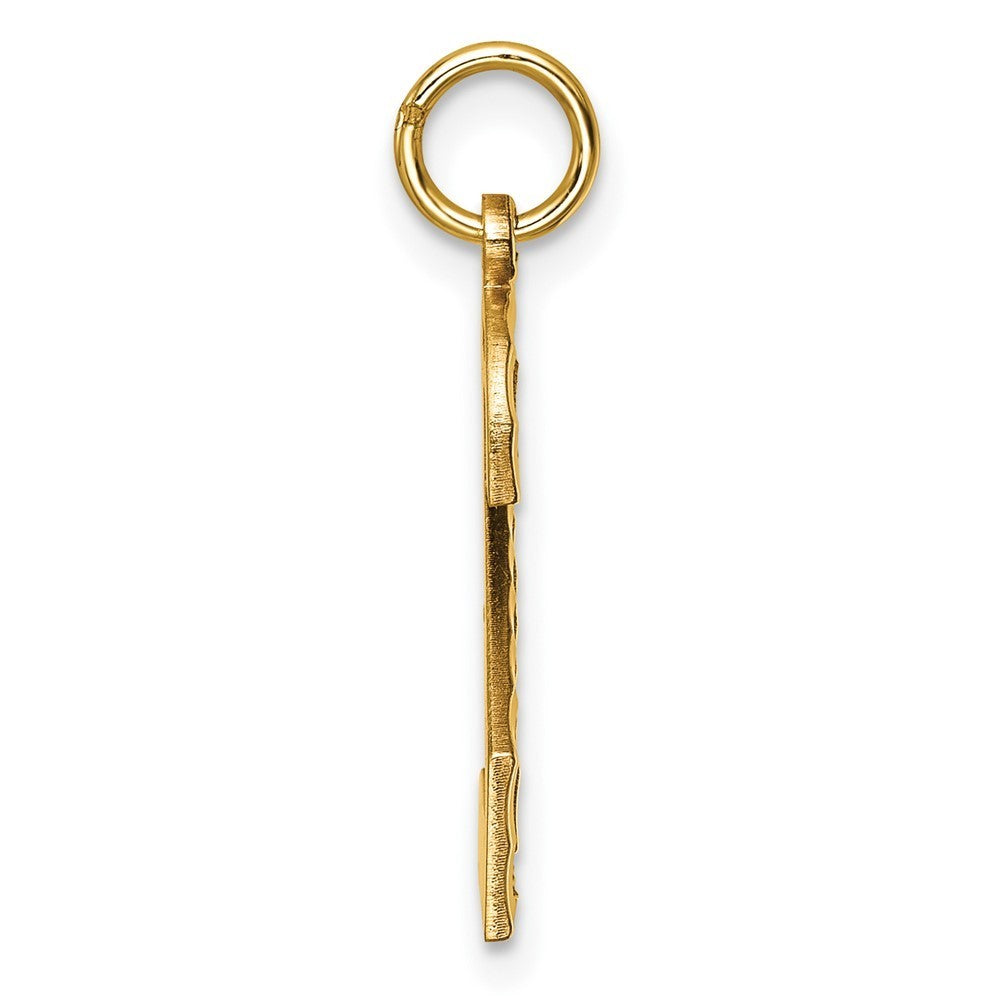 14k Yellow Gold Large Brushed Diamond-cut Number 2 Charm Pendant