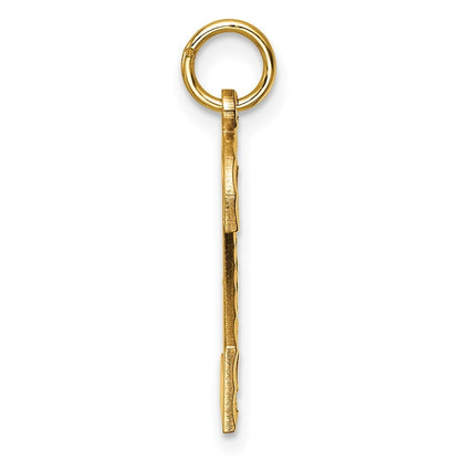 14k Yellow Gold Large Brushed Diamond-cut Number 2 Charm Pendant