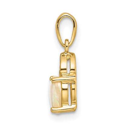 14k Yellow Gold Diamond and Opal Polished Heart Pendant