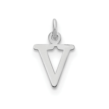 14k White Gold Cutout Letter V Initial Pendant