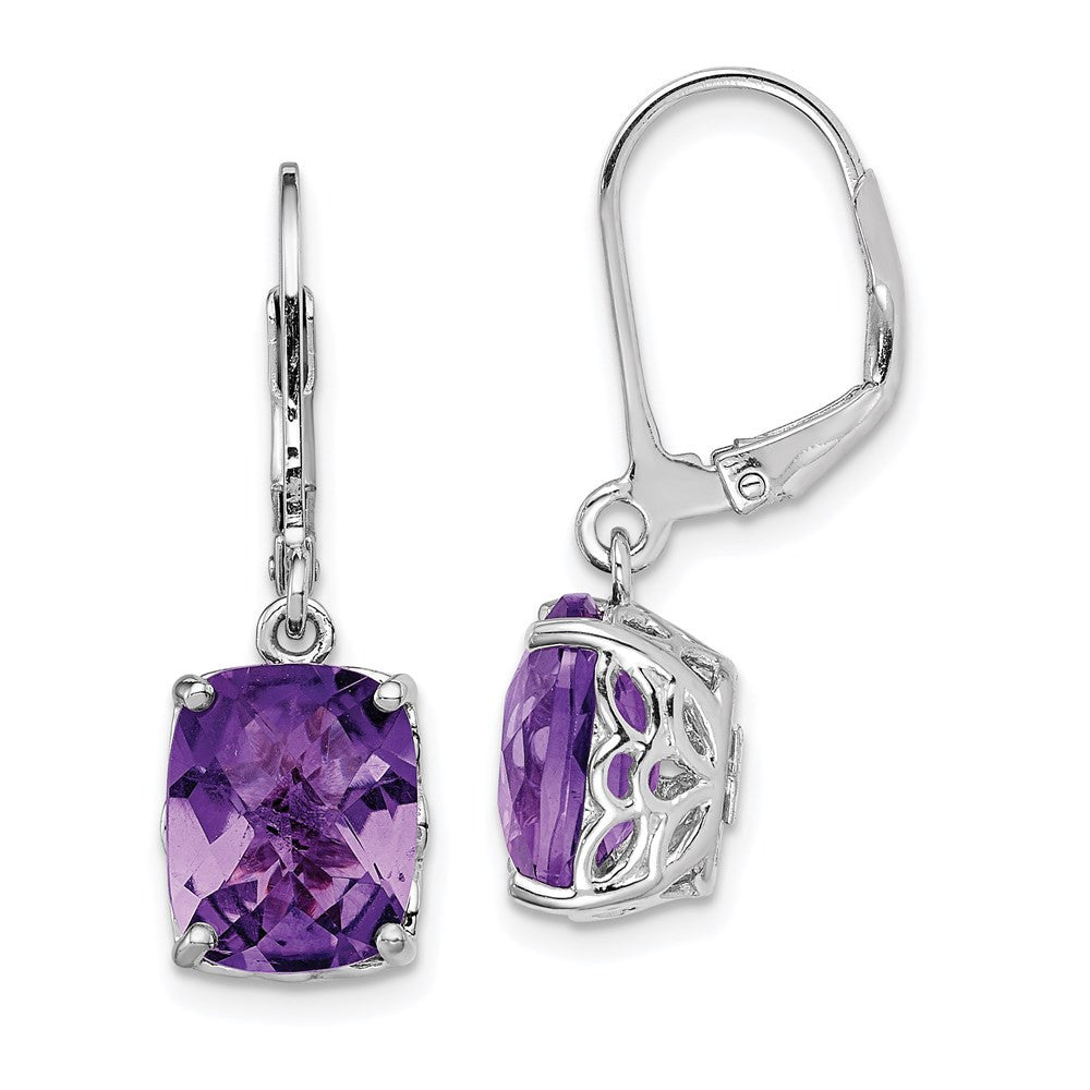 Sterling Silver Rhodium-plated Amethyst Dangle Earrings