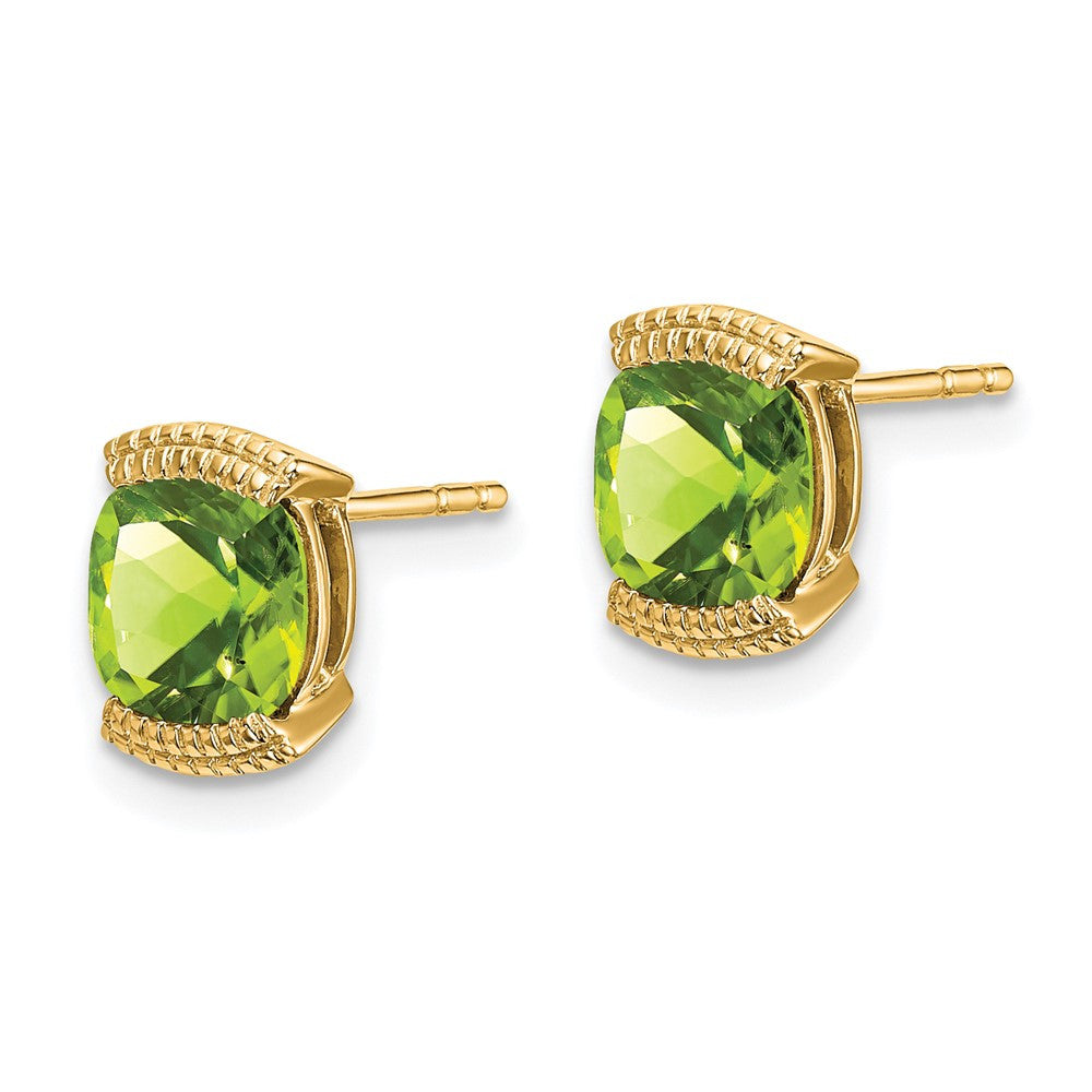 14k Yellow Gold Peridot Stud Earrings