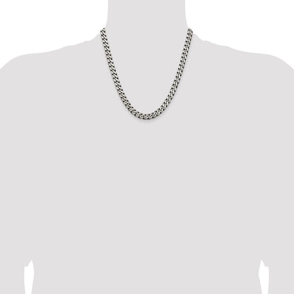 Sterling Silver Antiqued 7.5mm Curb Chain Necklace 20"