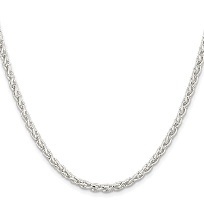 Sterling Silver Rhodium-plated 3.7mm Round Spiga Chain Necklace 20"