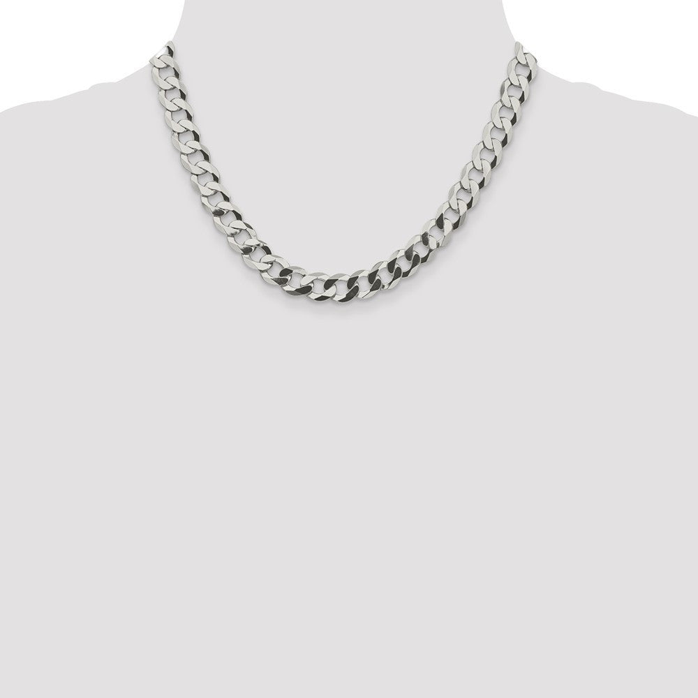 Sterling Silver 9.75mm Flat Curb Chain Necklace 18"
