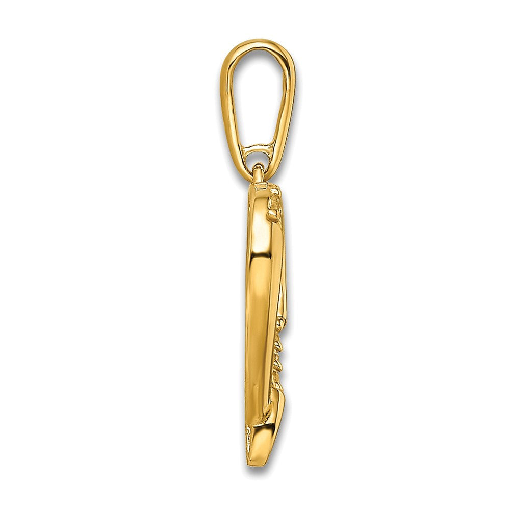 14k Yellow Gold CZ Heart with Cross Pendant