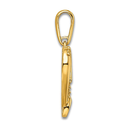 14k Yellow Gold CZ Heart with Cross Pendant