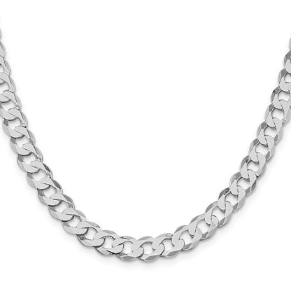 Sterling Silver Rhodium-plated 7.5mm Flat Curb Chain Necklace 28"