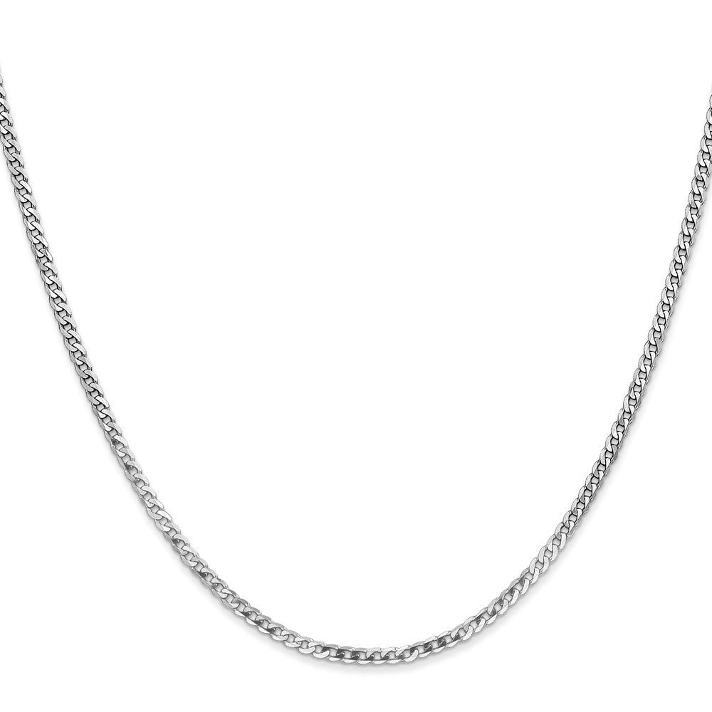 14k Yellow Gold White Gold 2.2mm Flat Beveled Curb Chain Necklace 24"
