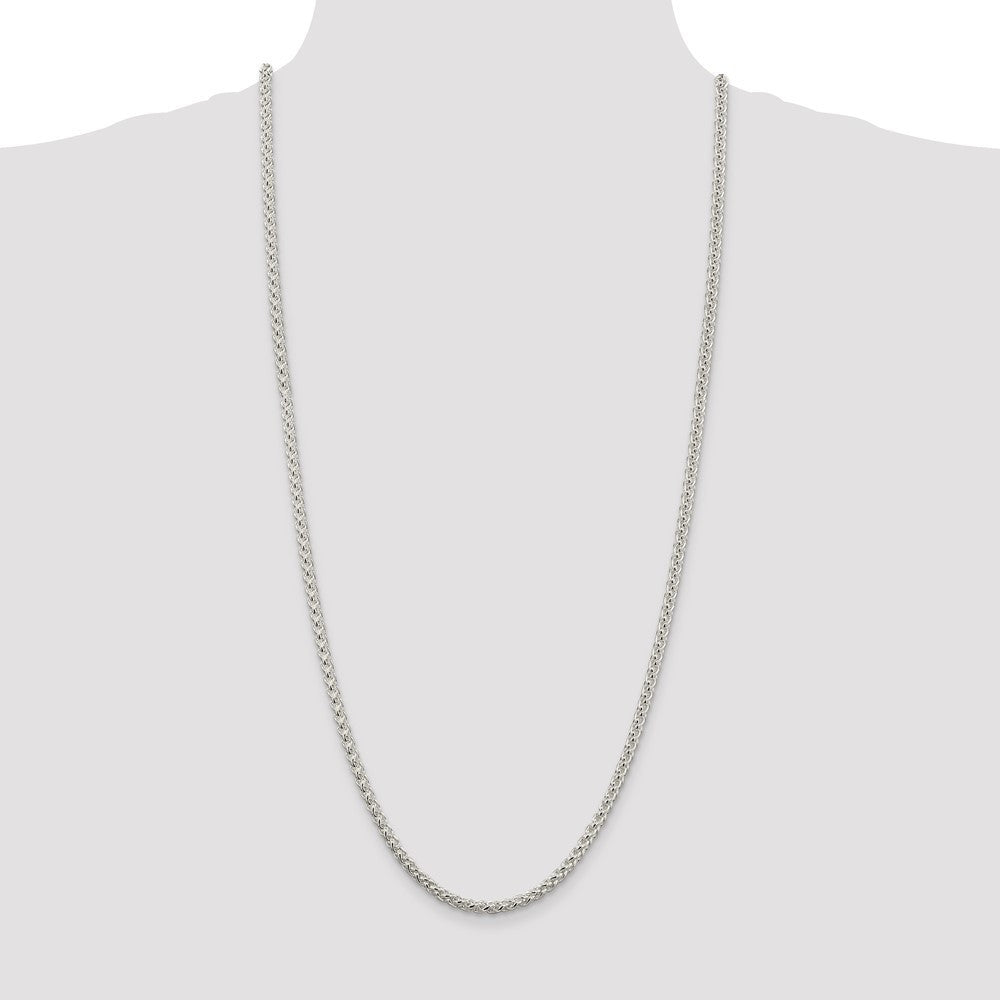 Sterling Silver 4mm Round Spiga Chain Necklace 30"