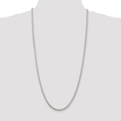 Sterling Silver 4mm Round Spiga Chain Necklace 30"