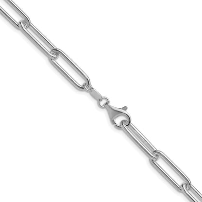 Sterling Silver Rhodium-plated Polished 6.5mm Paperclip Chain Necklace 24"