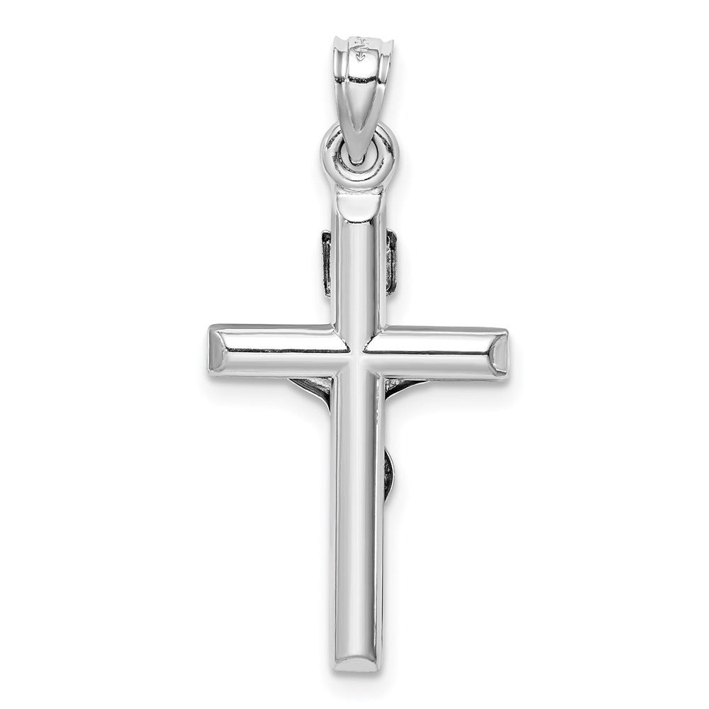14k White Gold Hollow Crucifix Pendant