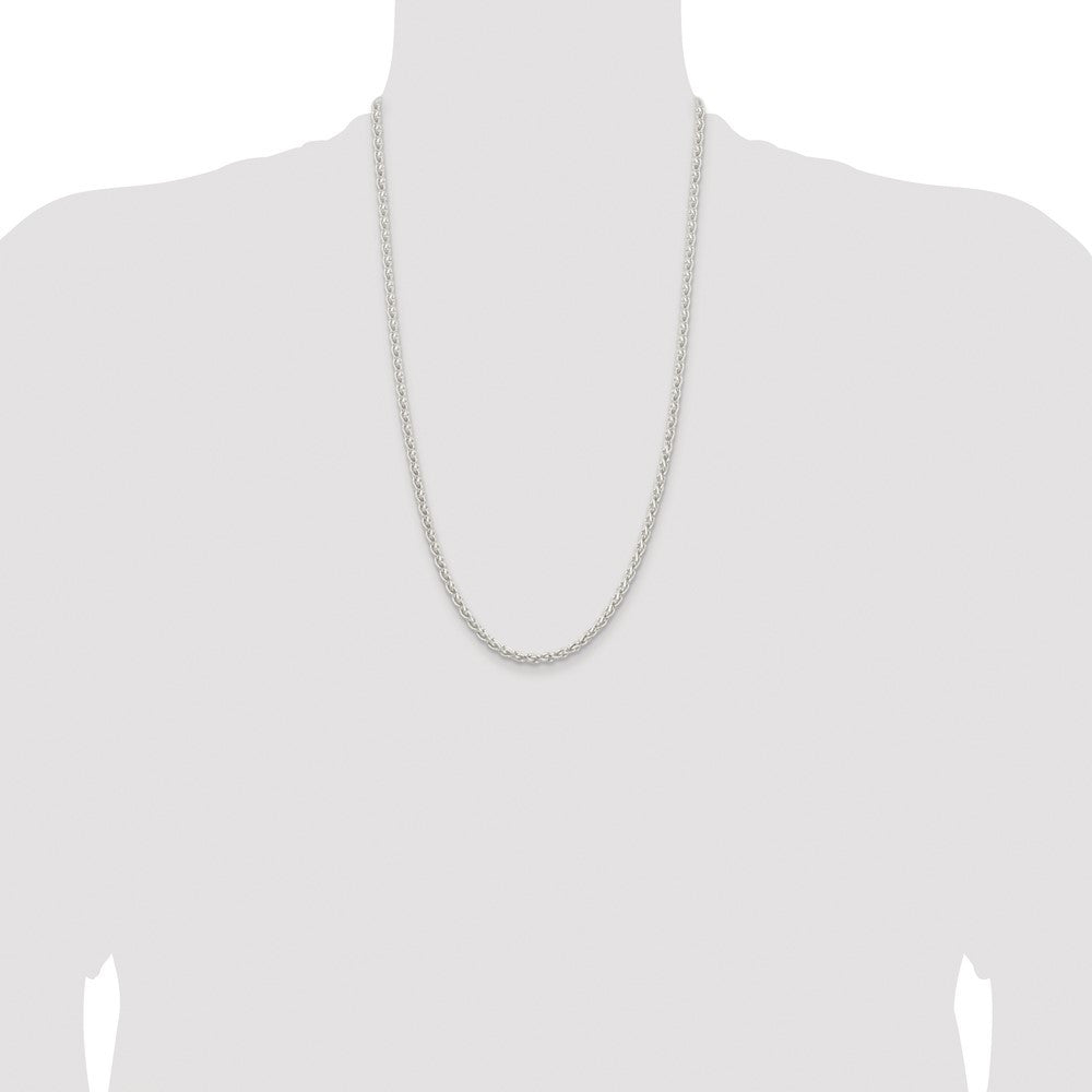 Sterling Silver Rhodium-plated 3.7mm Round Spiga Chain Necklace 26"