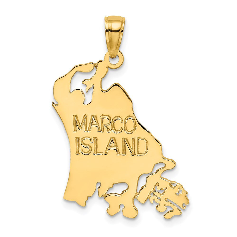 14k Yellow Gold Cut Out MARCO ISLAND Charm Pendant