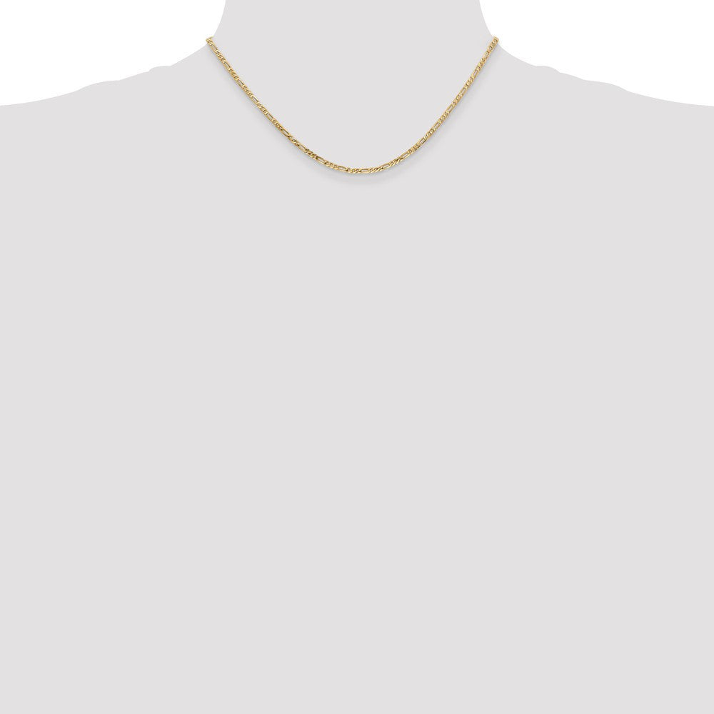 14k Yellow Gold 2.25mm Flat Figaro with Lobster Clasp Chain Necklace 16"