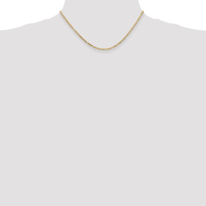 14k Yellow Gold 2.25mm Flat Figaro with Lobster Clasp Chain Necklace 16"
