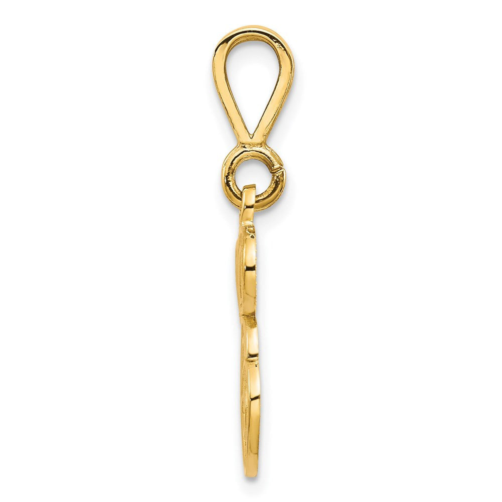 14k Yellow Gold Polished Script Filigree Letter E Initial Pendant