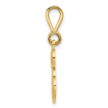14k Yellow Gold Polished Script Filigree Letter E Initial Pendant