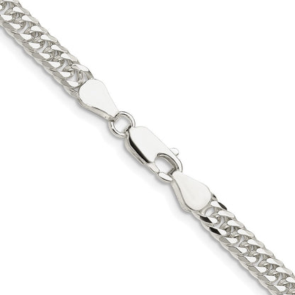 Sterling Silver Rhodium-plated Double Diamond-cut Curb Chain Necklace 22"