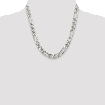 Sterling Silver 8.75mm Figaro Anchor Chain Necklace 20"