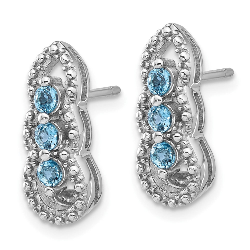 Sterling Silver Rhodium-plated Light Swiss Blue Topaz Dangle Earrings
